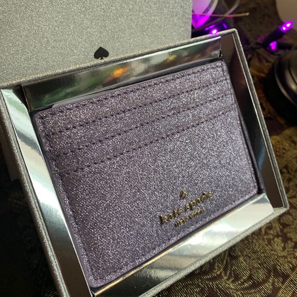 Authentic Kate Spade smooth glitter leather card case in box - Picture 8 of 8